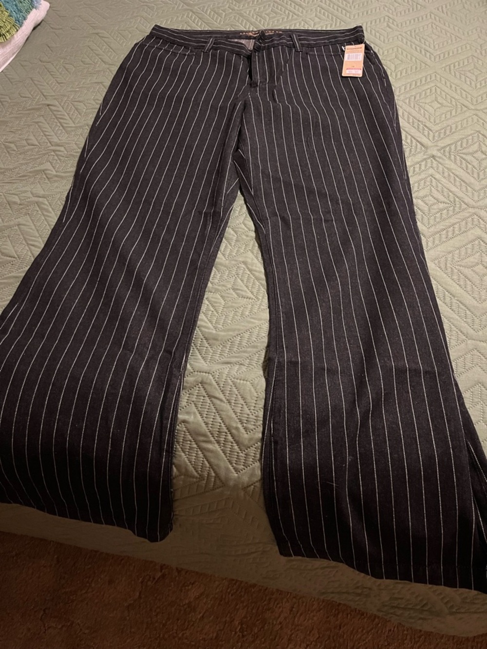 Ralph Lauren Black Pinstripe Wide-Leg Jeans